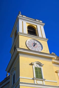 Colorno,Italy, 8 november 2015.Clock tower of the ducal palace of Colorno(province of Parma),Italy.It was built by Francesco Farnese, Duke of Parma in the early 18th century.After the Congress of Vienna, the duchy of Parma went to Marie Louise, Napoleon's wife, who made the Reggia her favourite residence and created a wide English-style garden.
