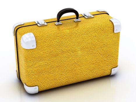 yellow traveling bag on a white background