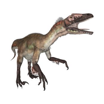 3D digital render of a dinosaur utahraptor isolated on white background