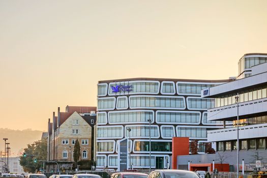 Stuttgart, Germany - November 1, 2015: Reader's Digest Germany Press GmbH building in Stuttgart - view from square Pariser Platz. The publishing company publishes different books and magazines.