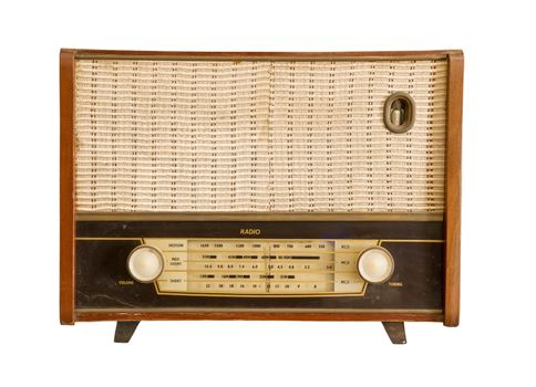 Vintage fashioned radio isolated on white background