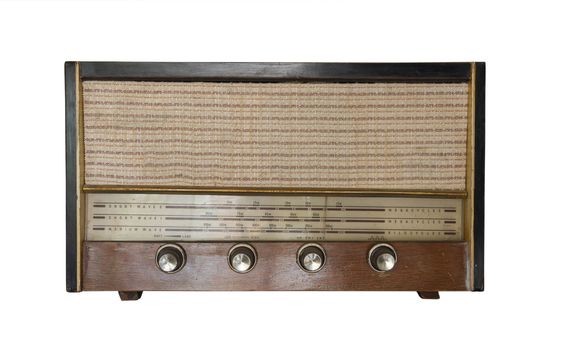 Vintage fashioned radio isolated on white background