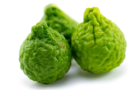 Bergamot, kaffir lime isolated white background.