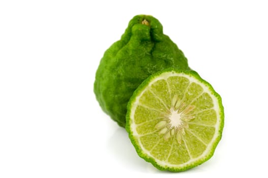 Bergamot, kaffir lime isolated white background.