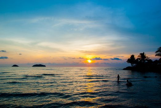 sunset on the beach at Thailand.