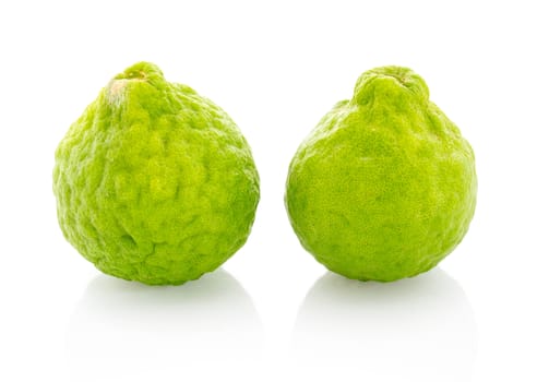 Bergamot, kaffir  lime isolated white background.