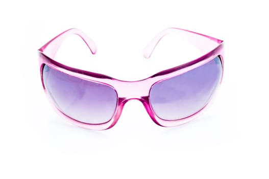 Women glamorous pink sunglasses isolated on white