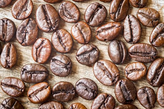 Coffee on grunge wooden background.