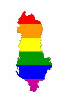 albania country gay pride flag map shape 