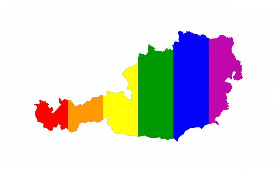 austria country gay pride flag map shape 