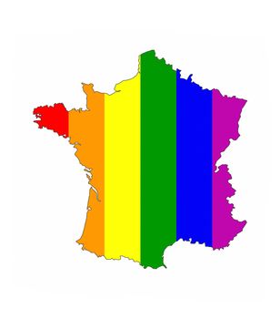 france country gay pride flag map shape 