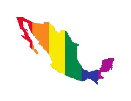 mexico country gay pride flag map shape 