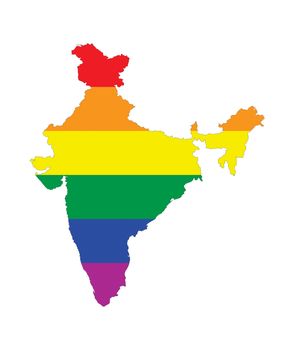 india country gay pride flag map shape 