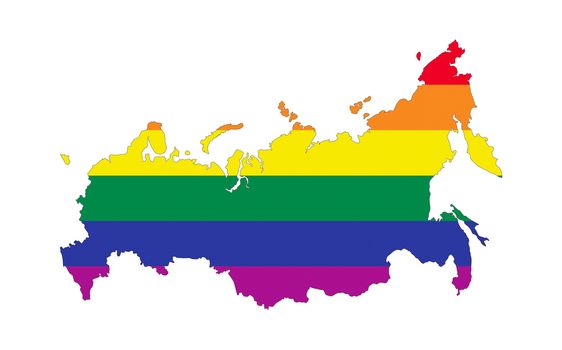 russia country gay pride flag map shape 