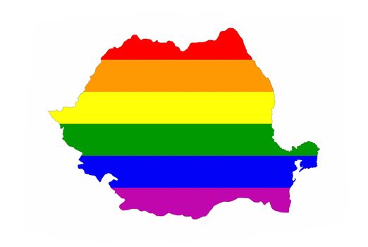 romania country gay pride flag map shape 