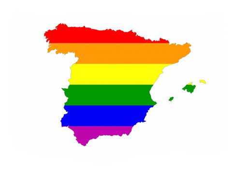 spain country gay pride flag map shape 