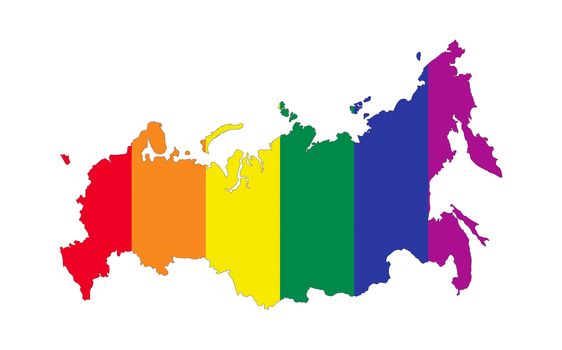 russia country gay pride flag map shape 