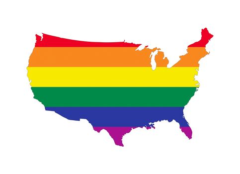 usa country gay pride flag map shape 