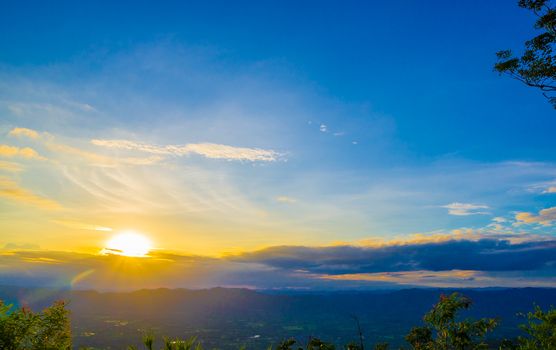 Landscape of sunrise over mountains