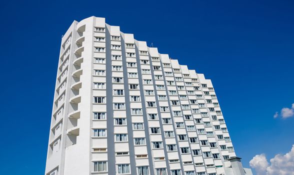 Hotel building with clear blue sky