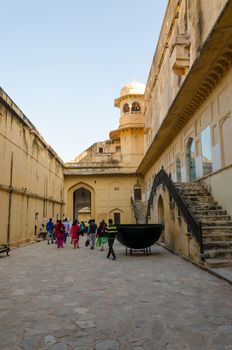 Jaipur, India - December 29, 2014: Tourist visit Amber Fort in Jaipur, Rajasthan, India on December29, 2014. The Fort was built by Raja Man Singh I.