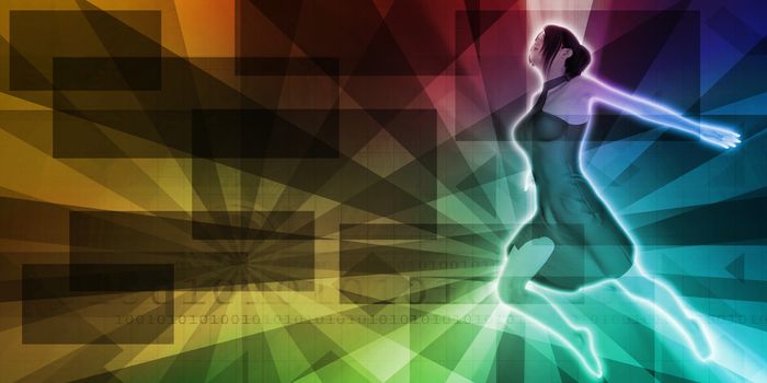 Empowered Female Dancing with Copyspace Background Art