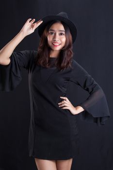 Portrait of Asian girl -fancy black dress