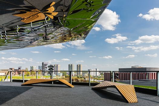 Observation deck on the roof of newly launched The International Conference Centre in Katowice, officially opened during European Economic Congress, held on 20-22 April, 2015.
