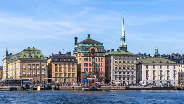 View on Gamla stan (The Old Town) in Stockholm. The town dates back to the 13th century and is the main attraction of the city with a rich collection of medieval architecture.