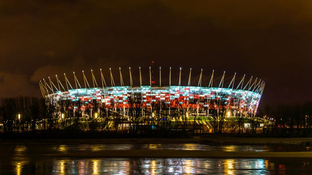 National Stadium in Warsaw, on December 29, 2013. Designed for UEFA EURO 2012, with its retractable roof and advanced infrastructure is one of the best sport facility in Europe.
