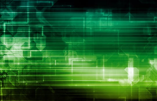 Science Background With Glowing Techno Lines Art