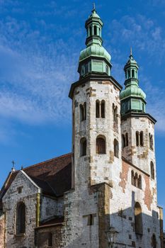 St. Andrew church in the Old Town in Krakow, Poland. Romanesque church built between 1079 - 1098 is a rare surviving example of the European fortress church used for defensive purposes.