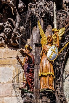 Details of the Prague astronomical clock (Czech: Prazsky orloj) a medieval astronomical clock installed on the southern wall of Old Town Hall in the Old Town Square.