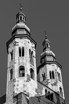 St. Andrew church in the Old Town in Krakow, Poland. Romanesque church built between 1079 - 1098 is a rare surviving example of the European fortress church used for defensive purposes.