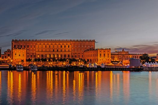 The Royal Palace in Stockholm, residence of the Swedish monarch, erected in 1754 after decades of construction on the place of the medieval Tre Kronor Castle that burned down in 1697.