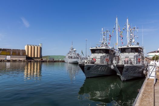 Warships moored in the Port of Ystad during Nordic Cadet Meeting (NOCA) – annual event arranged by naval warfare academies of Sweden, Norway, Denmark and Finland.