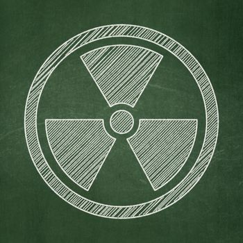 Science concept: Radiation icon on Green chalkboard background