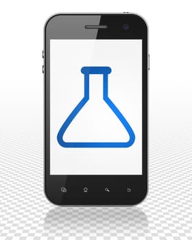 Science concept: Smartphone with blue Flask icon on display