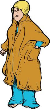 Single blond adult female in bathrobe illustration