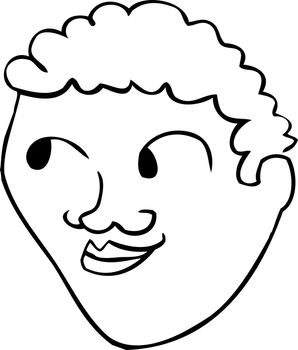 Outlined male face with smile over isolated background