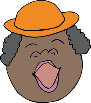 Cartoon singing woman with hat over white background