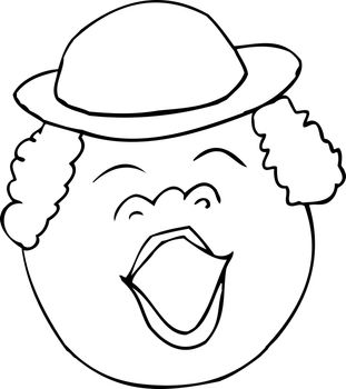 Outlined singing woman with hat over white background