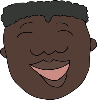 Doodle cartoon of laughing African male over white