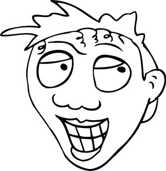 Outlined man with big smile and teeth over white