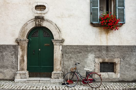 italian door in a small village, Italy