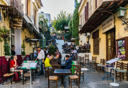 Scenes from Plaka, also called "Neighbourhood of the Gods", the old district of Athens at the foot of the Acropolis with labyrinthine streets and neoclassical architecture.