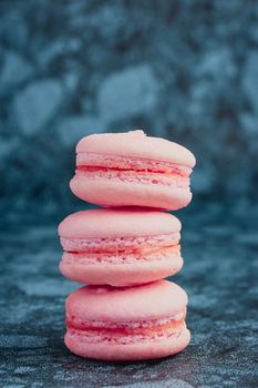 Sweet pink french macaroons  close up
