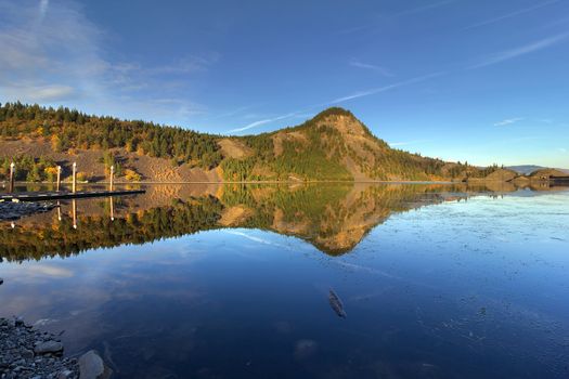 Reflection of Fall Colors at Drano Lake in Washington State