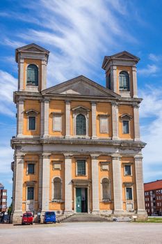 The Fredrik Church in Karlskrona Sweden, on the main square in the city center. Built in the baroque style in 1744 called after Frederick I, a King of Sweden from 1720 until 1751.