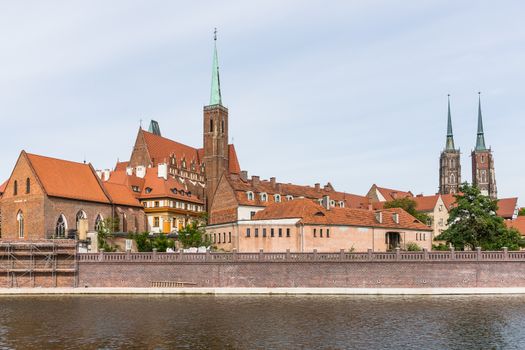 Distant view on  the Ostrow Tumski, the oldest part of the city, with The Cathedral of St. John the Baptist and the Church of the Holy Cross.